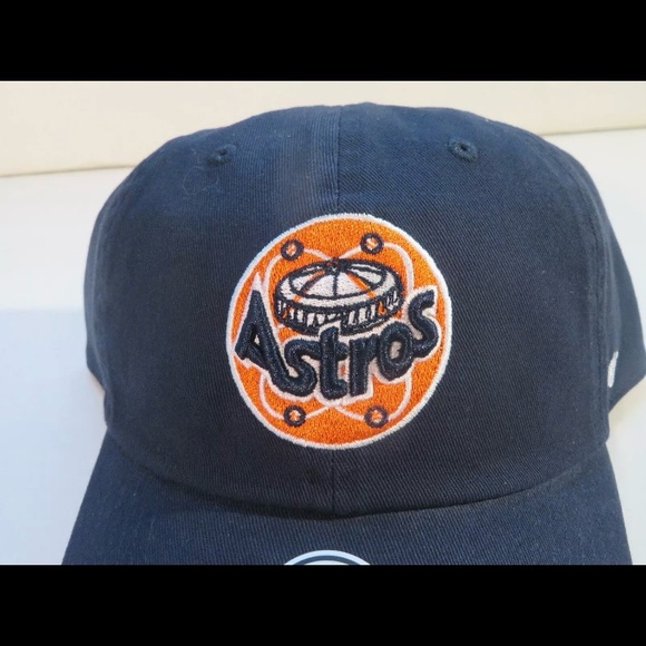 New '47 Clean Up Houston Astros Retro Plain Logo Strapback Hat Navy Blue NCAA - Picture 2 of 6